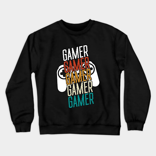 Vintage Retro Gamer Gift T-shirt - Video Gamer Birthday Crewneck Sweatshirt by RRADesign